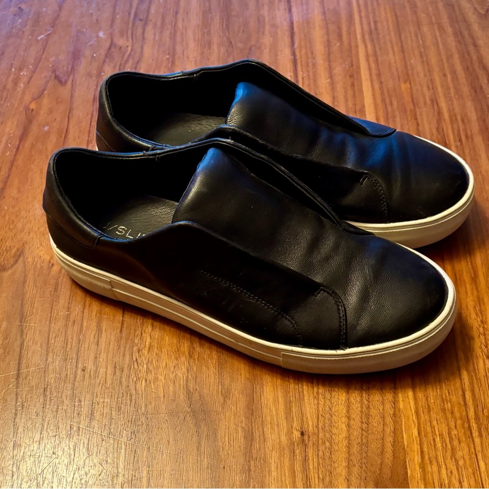 J SLIDES Slip-On Black Leather Sneaker